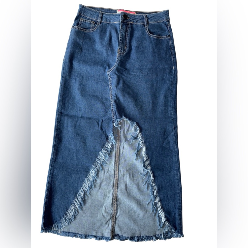 Boby Blues frayed/ distressed mid Jean skirt S
